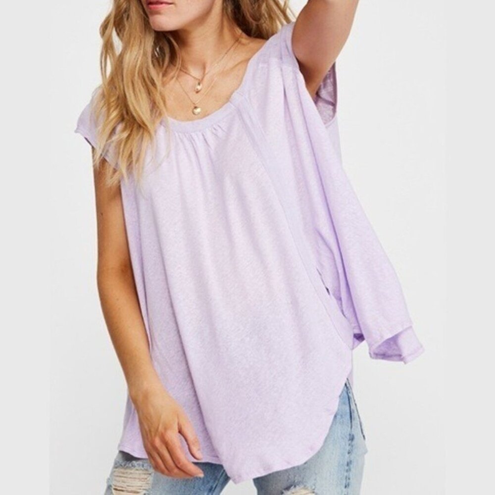 Free People Keep it Casual Tee in Lilac Medium